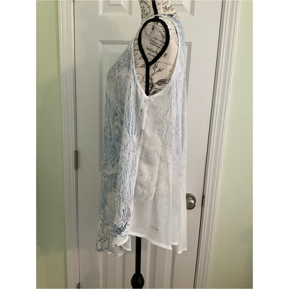 Charlie Paige Light Blue Lace-Trim Sleeveless Tunic