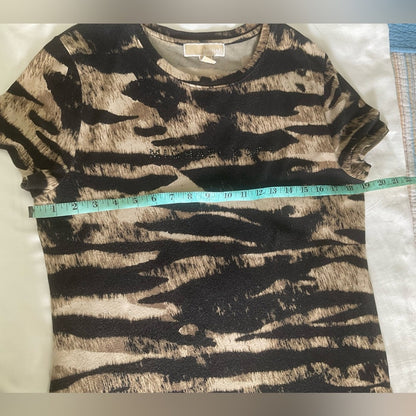 Michael Kors Black and Tan Short Sleeve Top