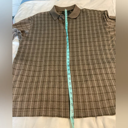 Greg Norman Collection Brown Plaid Polo Shirt