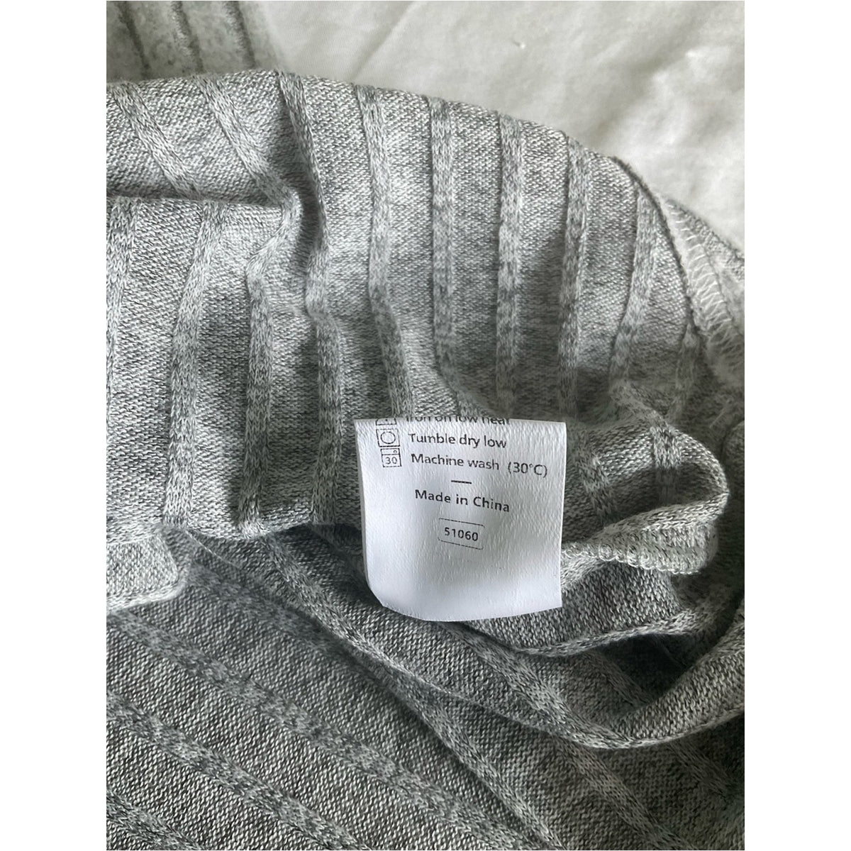 Ribbed Crewneck Sweater — Light Gray
