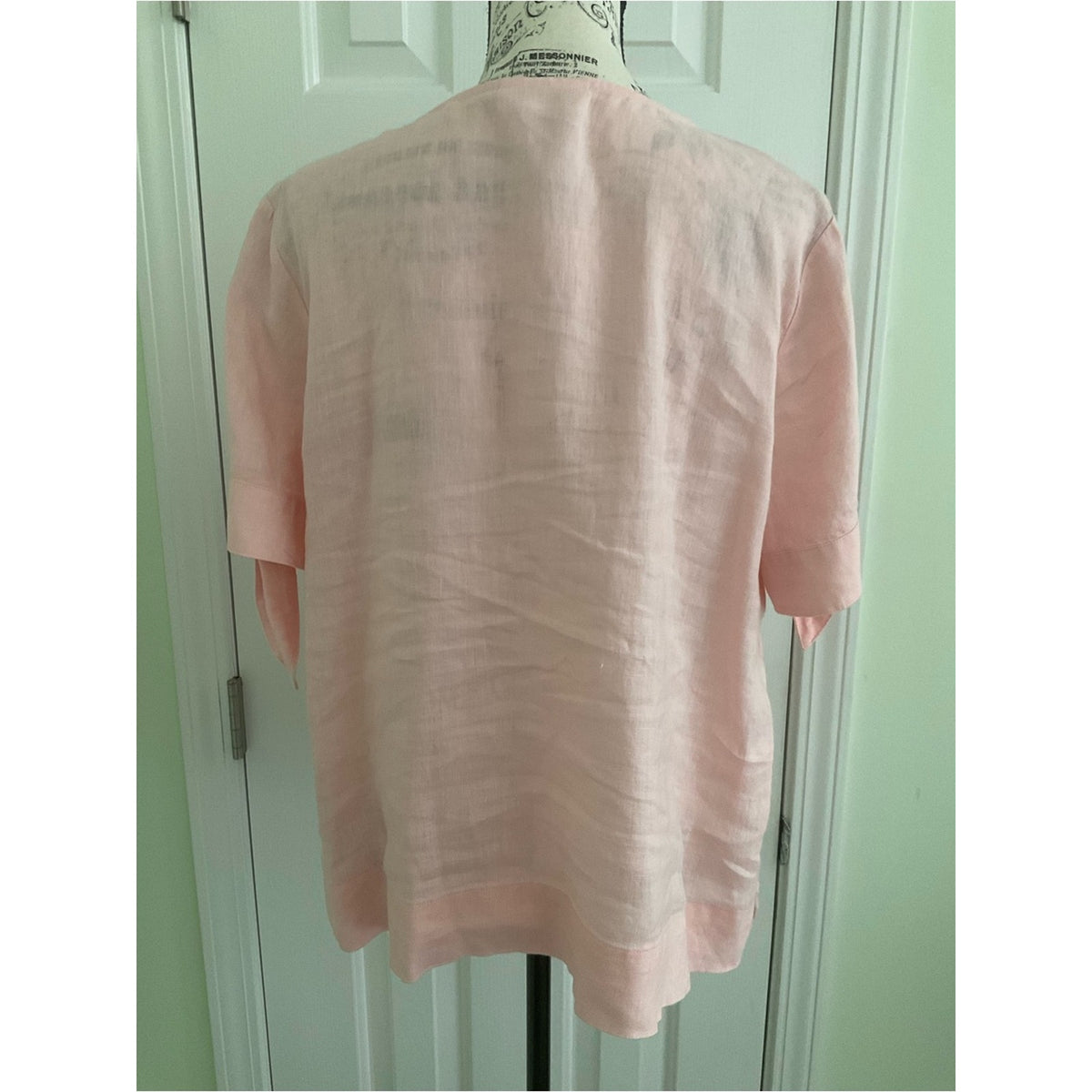 Charter Club Soft Pink Linen V-Neck Tunic with Sleeve Ties