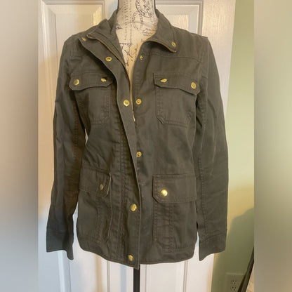 J. Crew relaxed boyfriend field jacket in dark green.