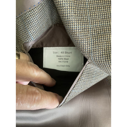 Pronto Uomo Couture Brown Houndstooth Wool 2-Button Blazer 48S