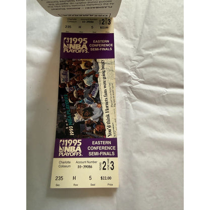 Charlotte Hornets Vintage 1995 Playoff Tickets - Nearly Complete Book NBA - Rare
