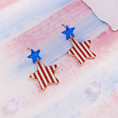 Fashion City - Star Shaped USA Flag Enamel Post Earring: ONE SIZE / MUL