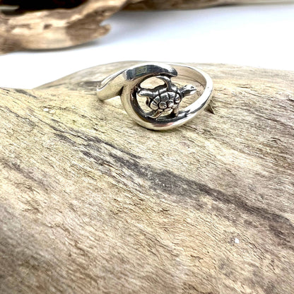 Jackie Gallagher Designs - Wave and Turtle Sterling Silver Ring