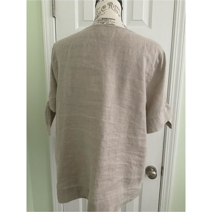 Charter Club Linen Split V-Neck Tunic in Light Taupe