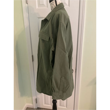 L.L. Bean Men's Olive Green Button-Front Utility Shirt