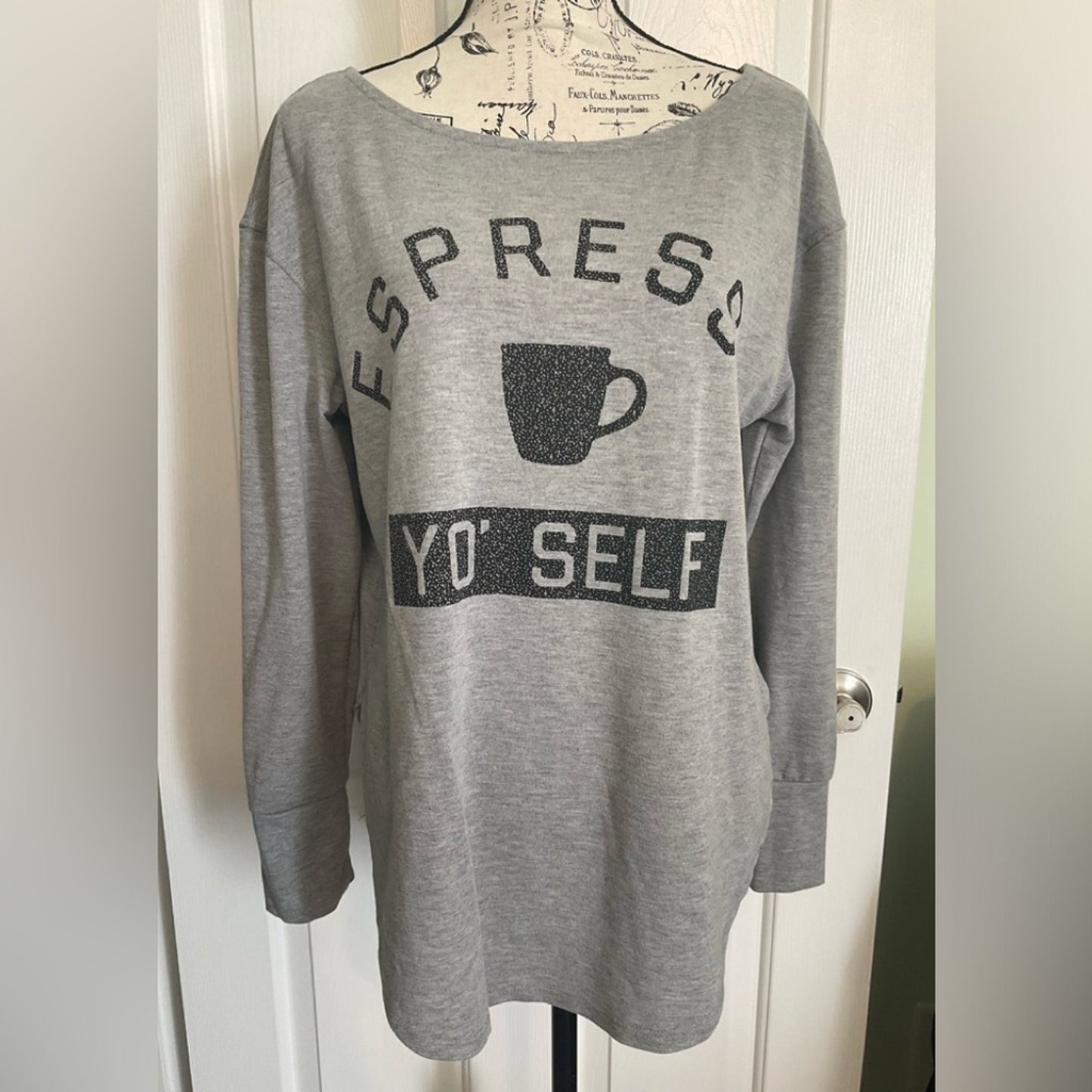 True Craft Sweatshirt for the coffee lovers.  Long sleeve and high/low hem