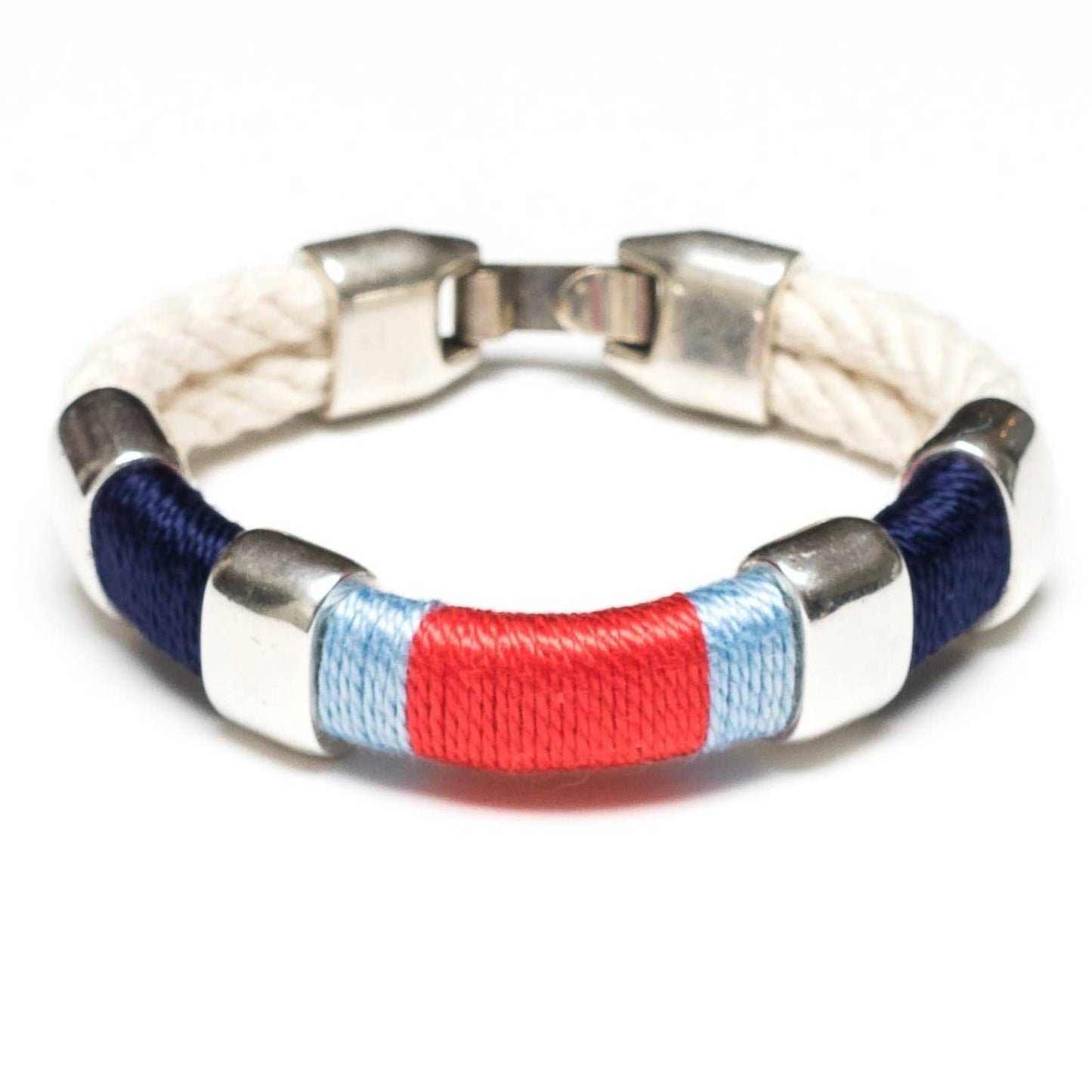 Allison Cole Jewelry - Newbury Bracelet - Ivory/Navy/Blue/Coral/Silver: S