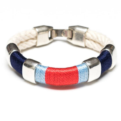 Allison Cole Jewelry - Newbury Bracelet - Ivory/Navy/Blue/Coral/Silver: S