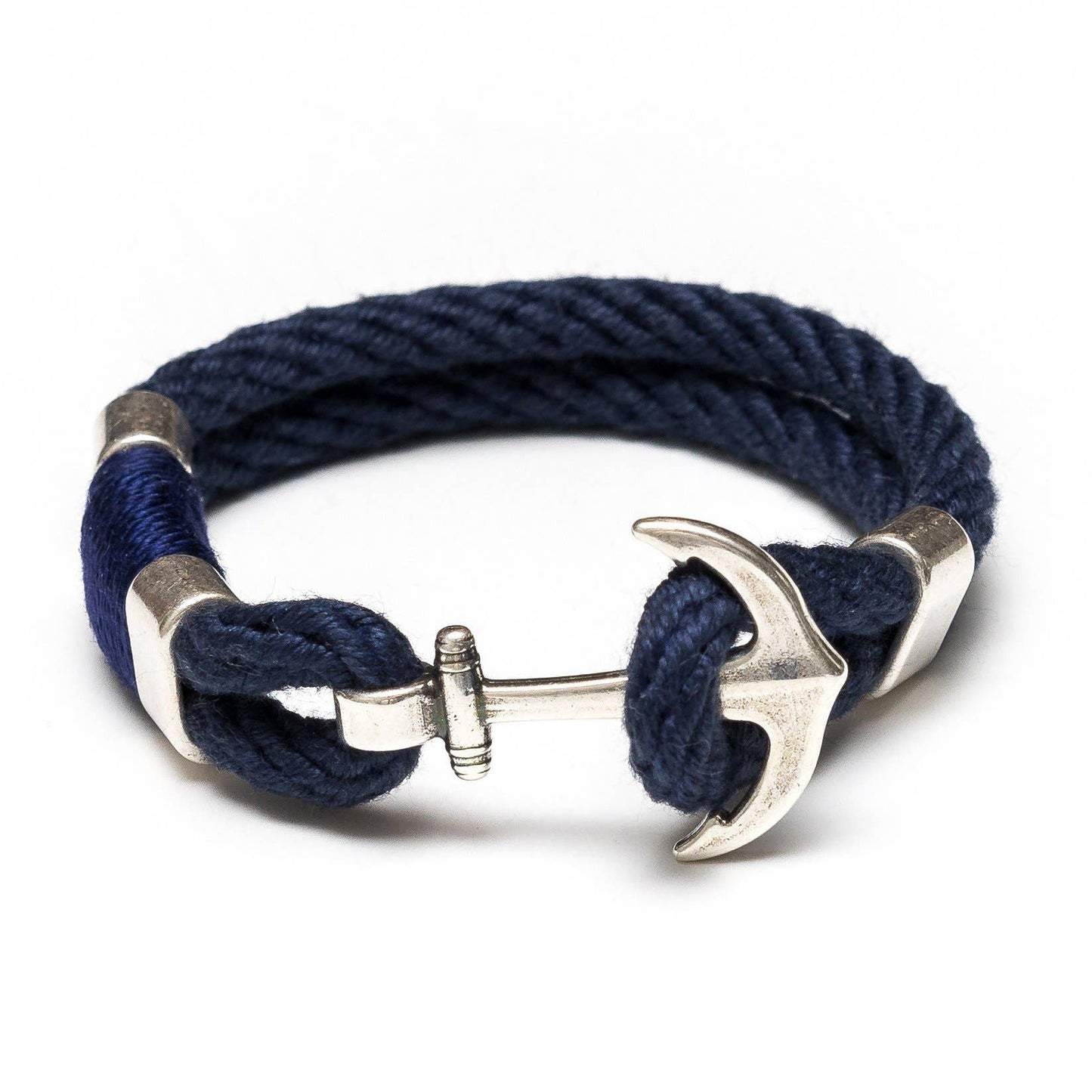 Allison Cole Jewelry - Waverly - Navy/Navy/Silver - Nautical Rope Anchor Bracelet: S