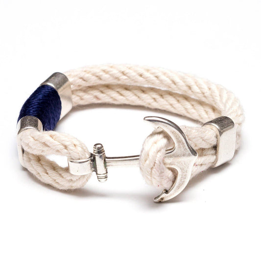 Allison Cole Jewelry - Waverly - Ivory/Navy/Silver - Nautical Rope Anchor Bracelet: M