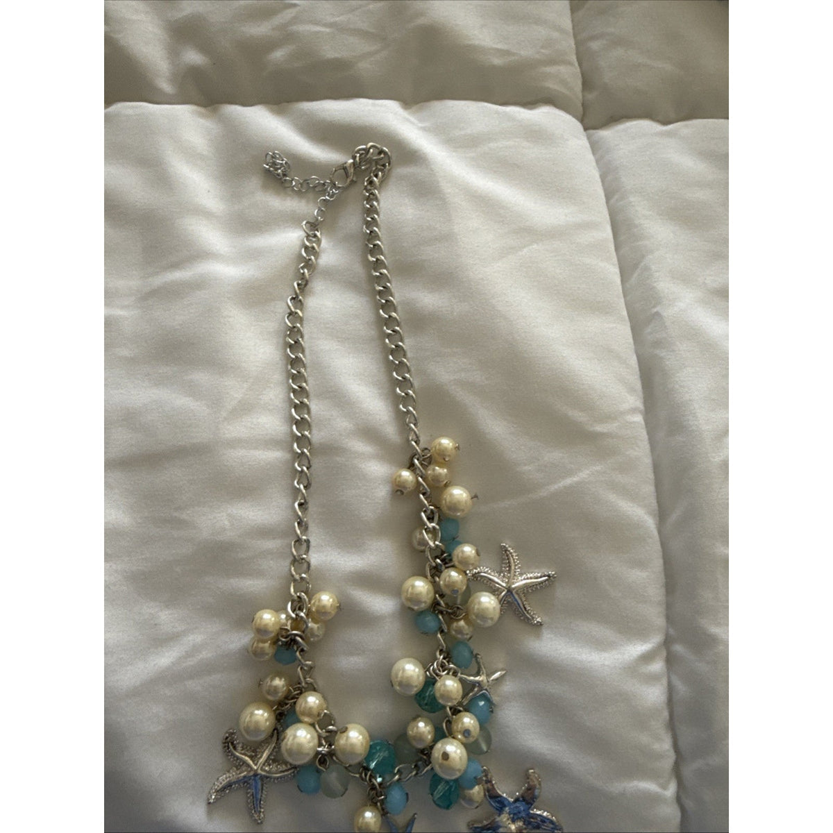 Starfish Beaded Charm Necklace – 20″ Adjustable – Coastal Glam Vibes