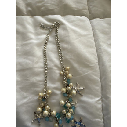 Starfish Beaded Charm Necklace – 20″ Adjustable – Coastal Glam Vibes