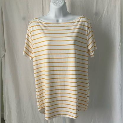 Burgundy Apparel - Stripe Boat Neck Short Sleeve Top Yellow