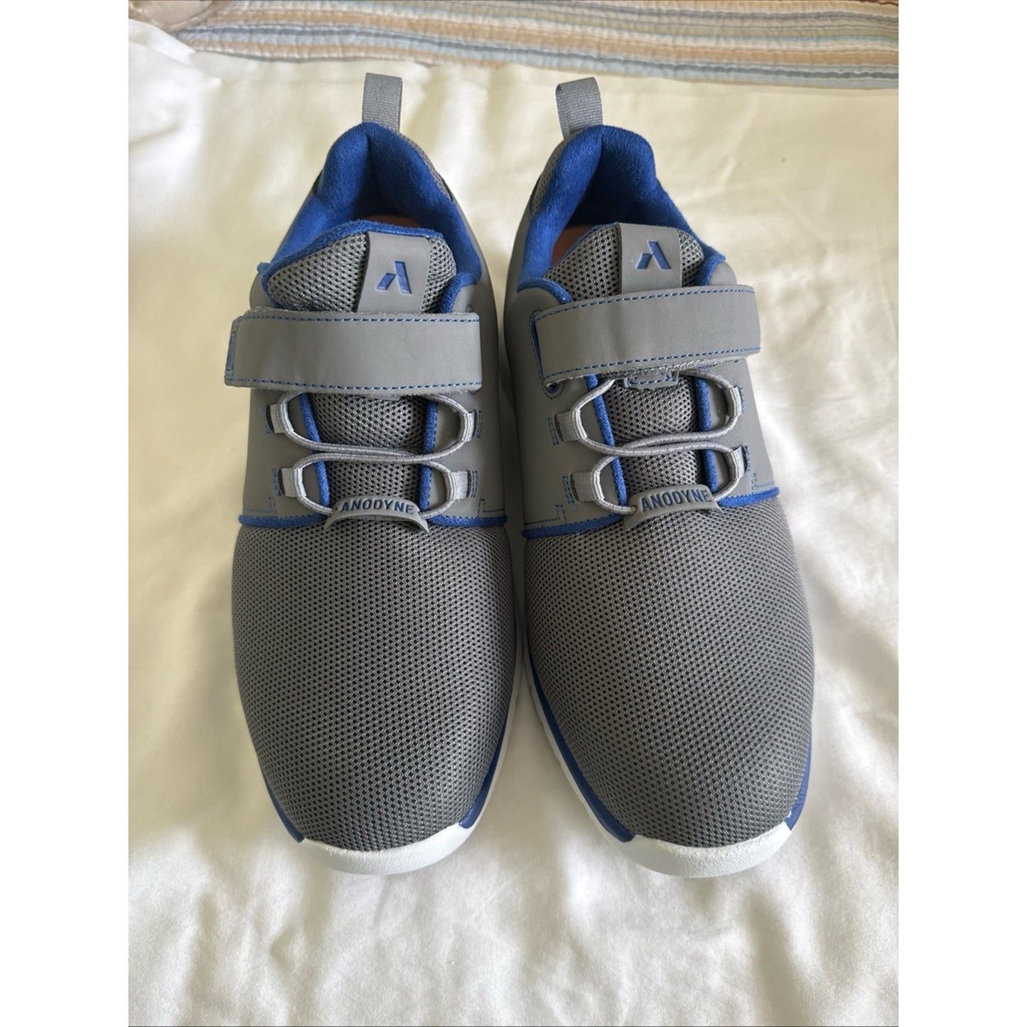 Anodyne Men's Gray and Blue Comfort Lace-strap Sneakers