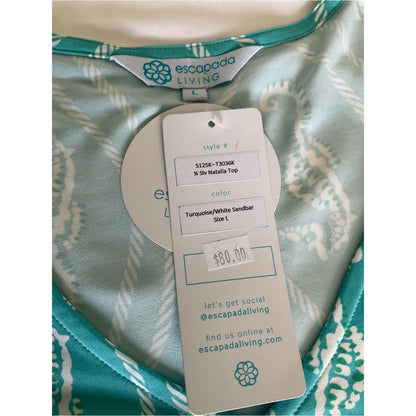 Escapada Turquoise Seahorse Rope-Print V-Neck Tunic