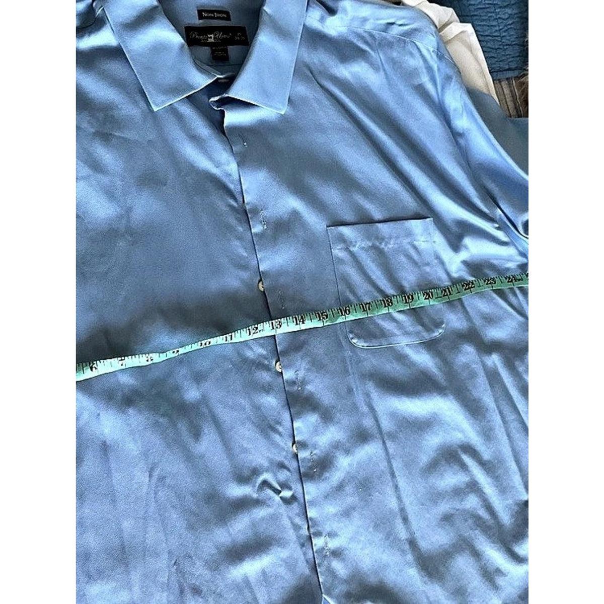 Pronto Uomo Blue Cotton Dress Shirt Size 19 34/35