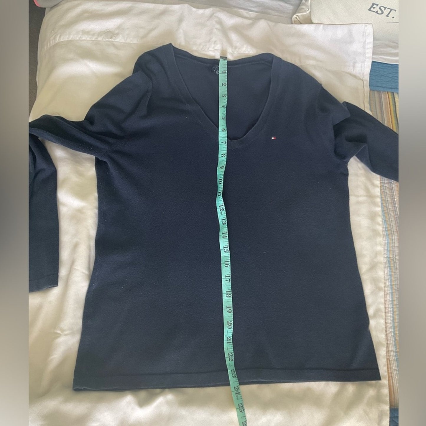 Tommy Hilfiger Women's Navy V-Neck Top