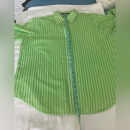 Lauren Ralph Lauren Green Striped Women's Button Down Shirt