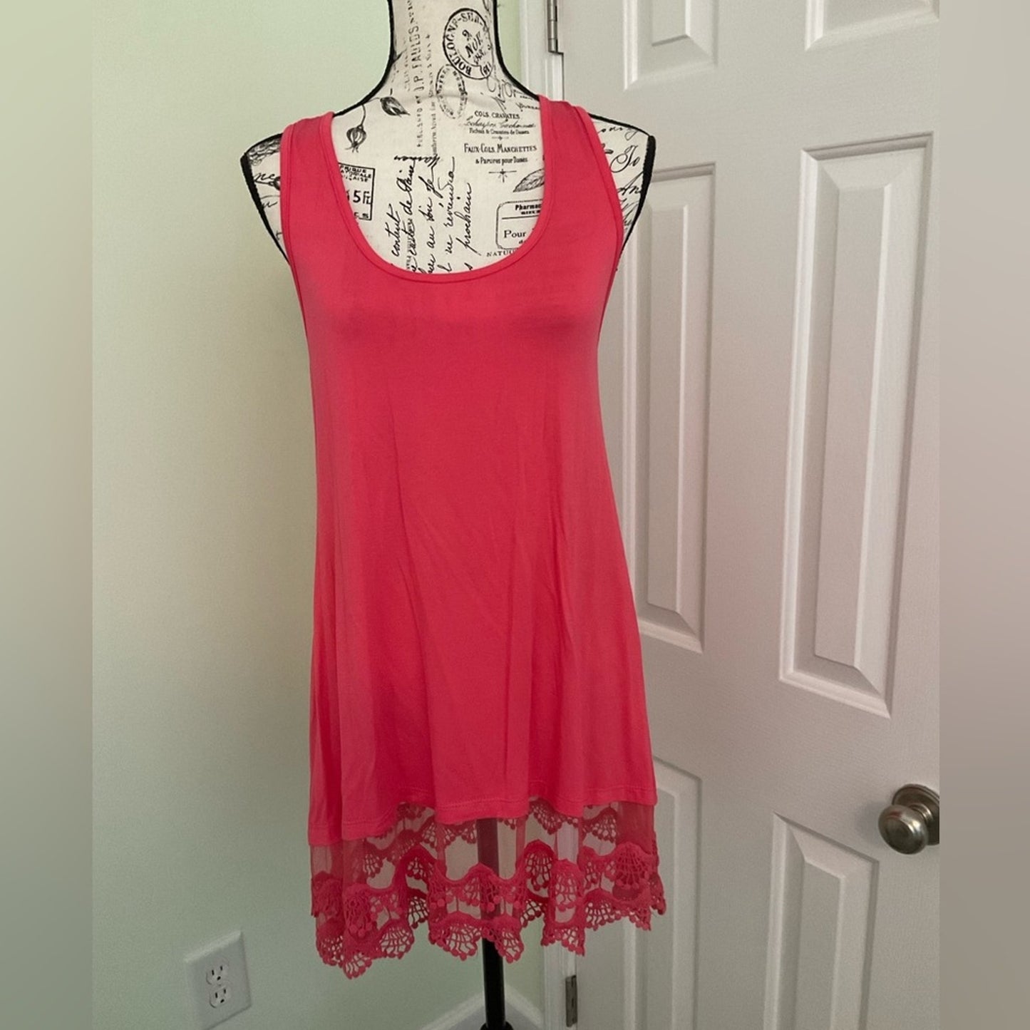 Chico Tunic Tank halter style with lace at the bottom