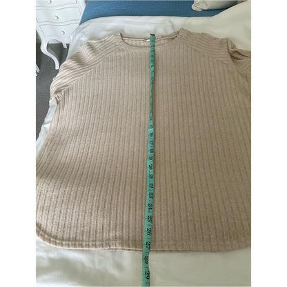 Ribbed Crewneck Sweater in Light Cream