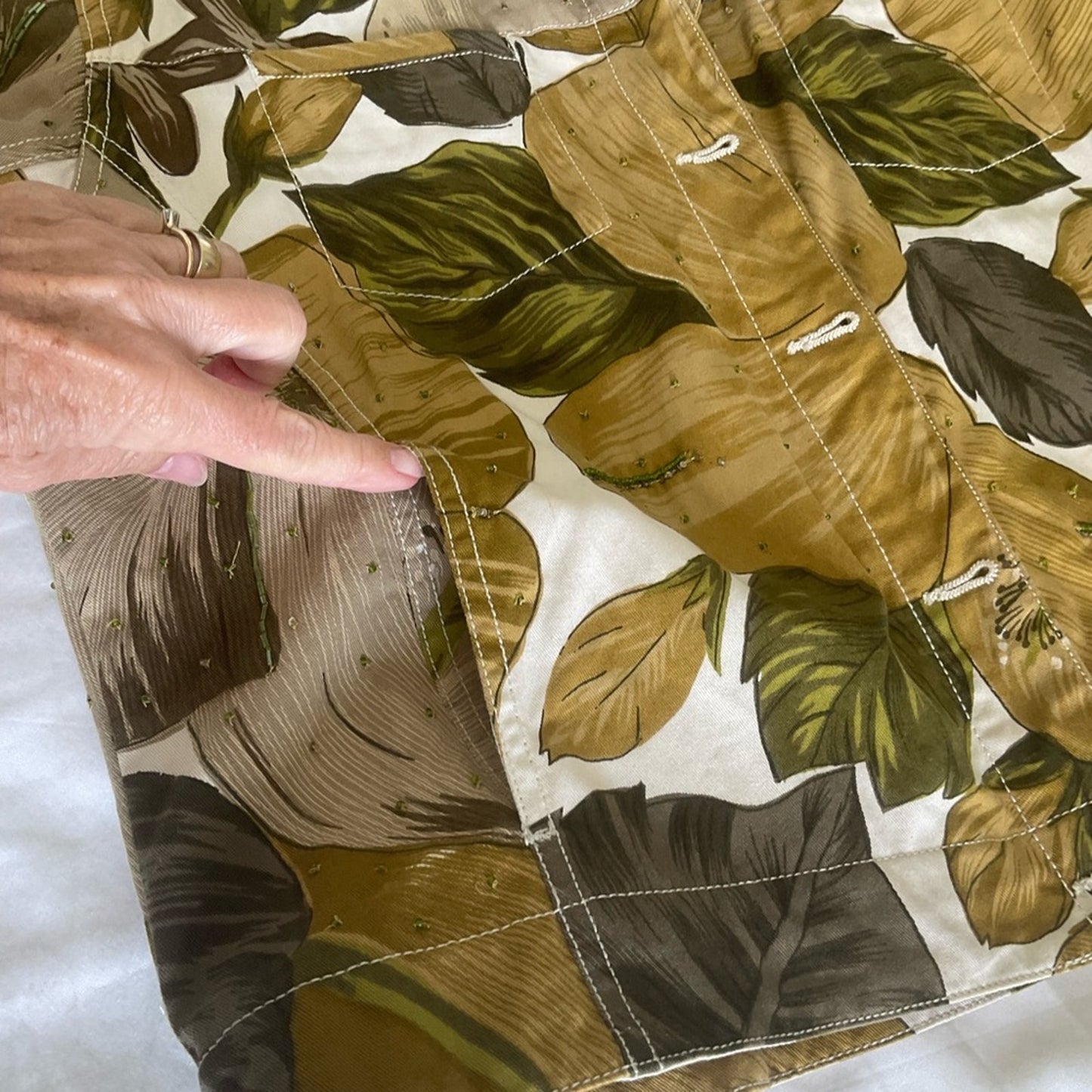 Chico's Brown and Green Floral Jean Jacket