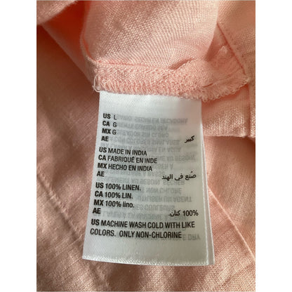 Charter Club Soft Pink Linen V-Neck Tunic with Sleeve Ties