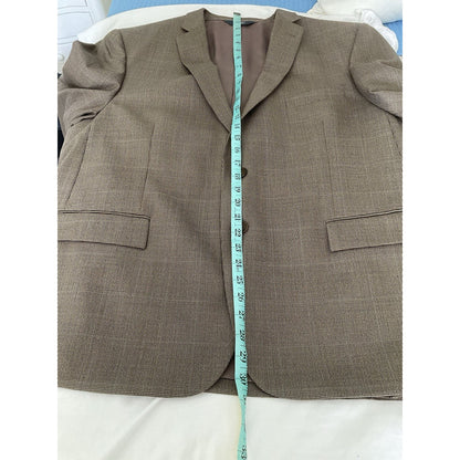 Pronto Uomo Couture Brown Houndstooth Wool 2-Button Blazer 48S