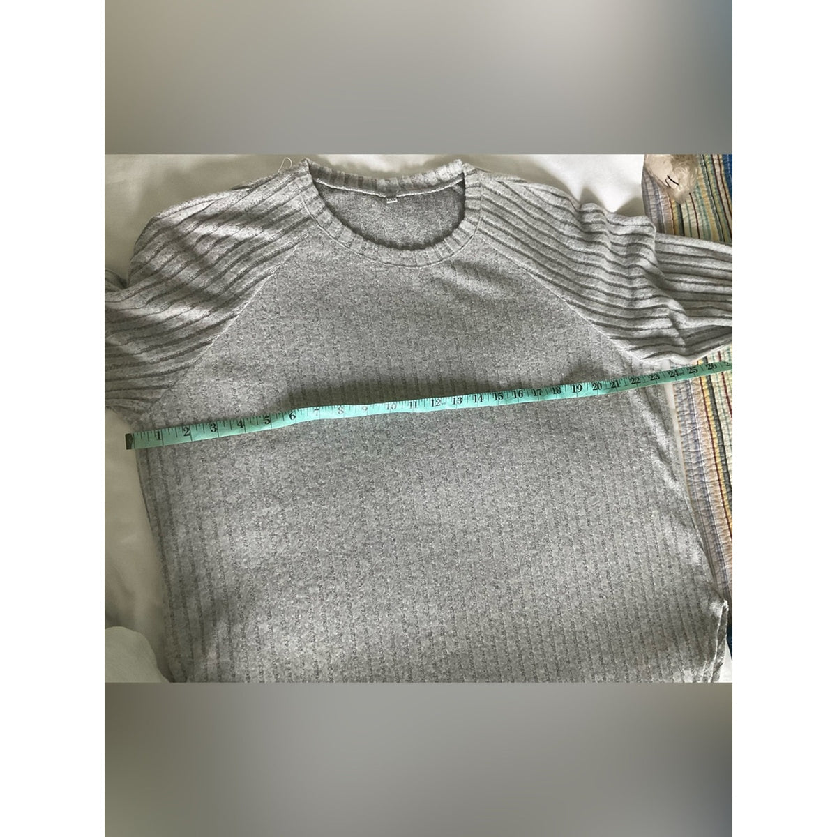 Ribbed Crewneck Sweater — Light Gray