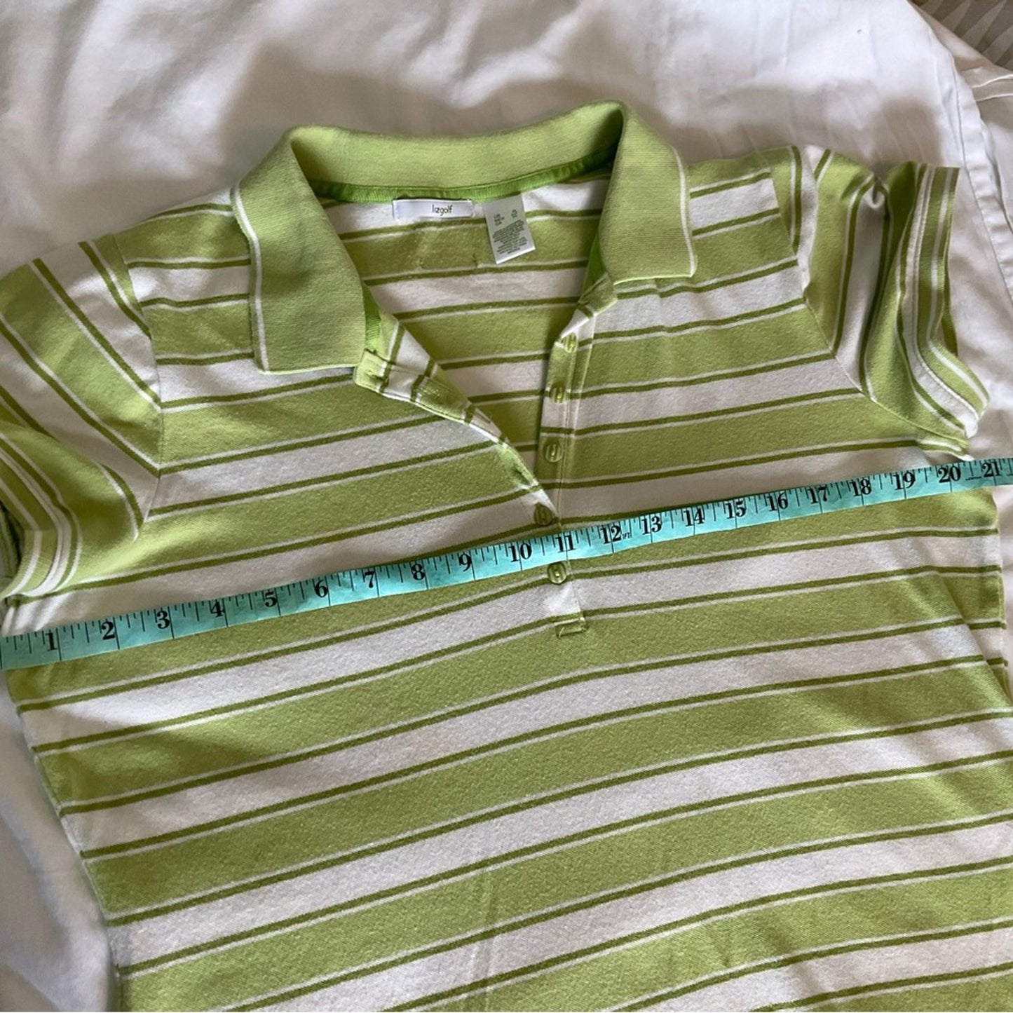 Lizgolf Polo - Green and white striped