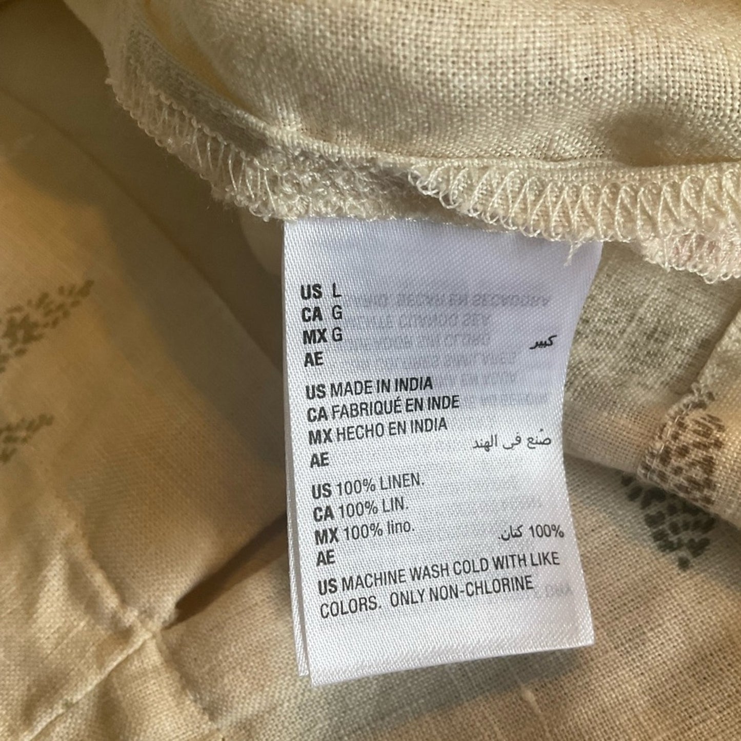 Charter Club Linen Cream and brown and black Patterned Blouse