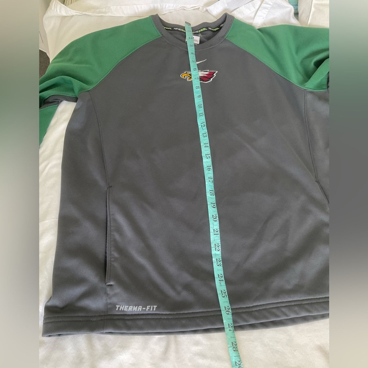 Nike Gray and Green Crewneck with Eagle Emblem