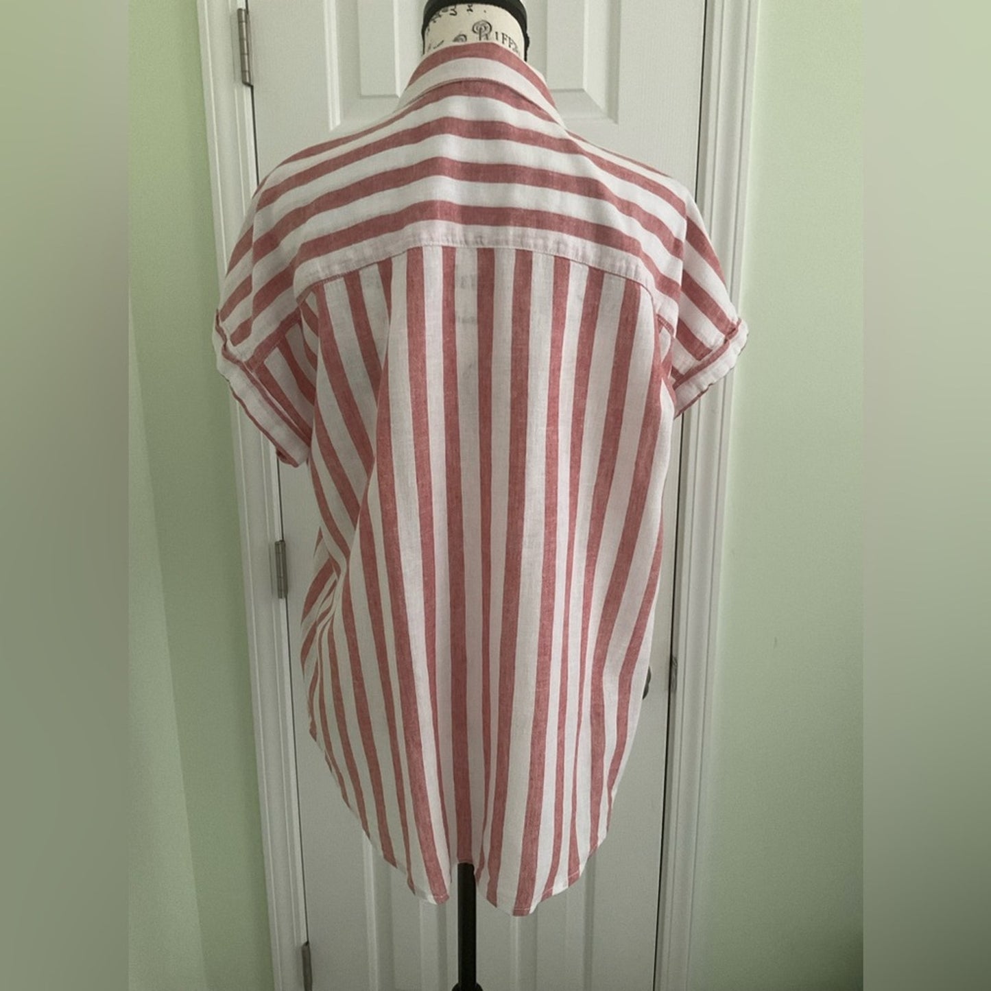 beachlunchlounge Red and White Striped Button Down Shirt