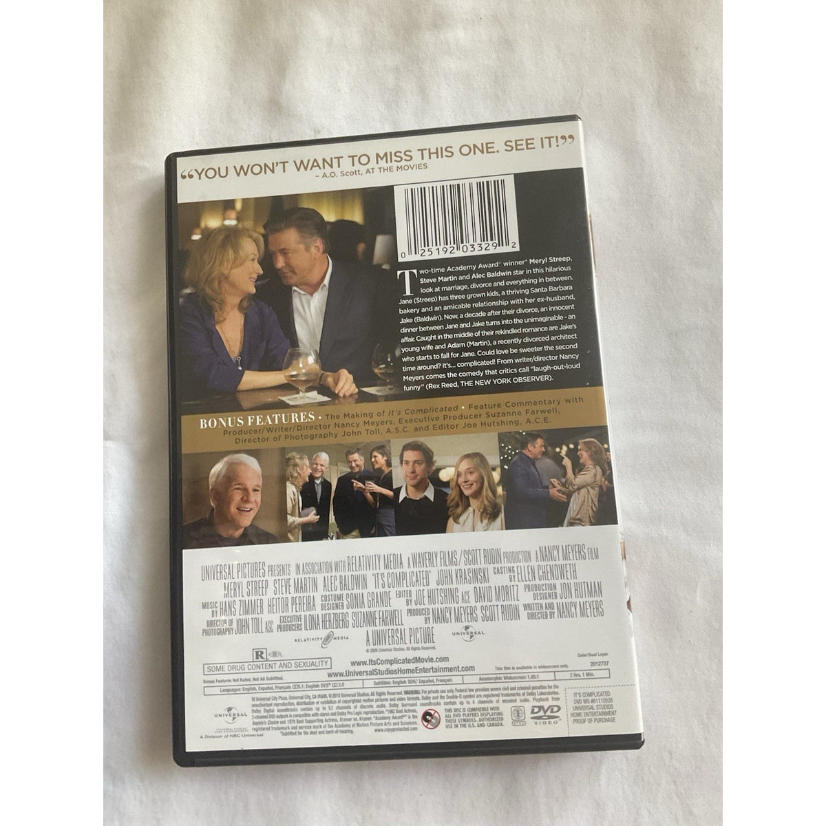 It's Complicated DVD Meryl Streep Steve Martin Alec Baldwin Nancy Meyers