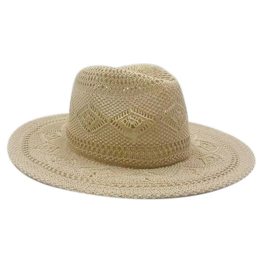 Fashion City - Straw Geometric Panama Hat: ONE SIZE / IVY