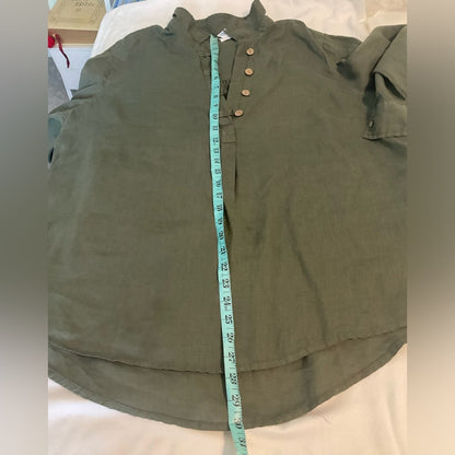 Sigred Olsen Linen Tunic Top - Green