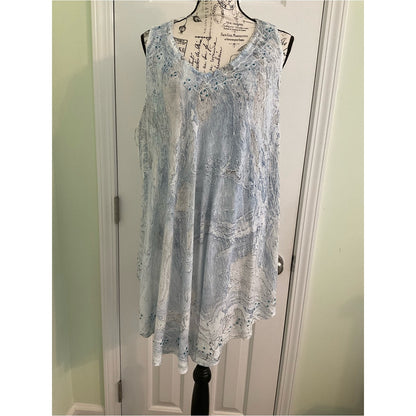 Charlie Paige Light Blue Lace-Trim Sleeveless Tunic