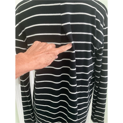 A New Day Black & White Striped Open-Front Cardigan