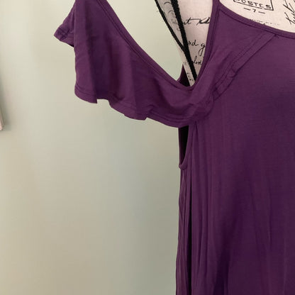 Emerald brand thin strap long tunic top with ruffle look - Purple