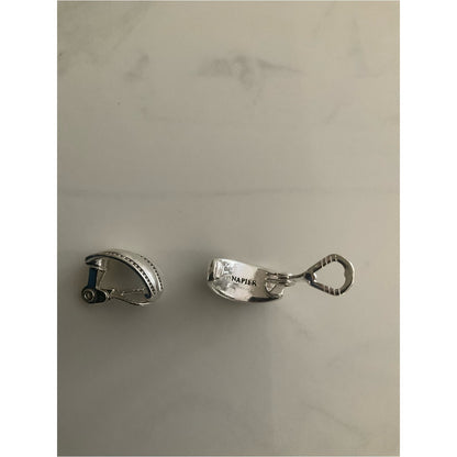 Napier Silver-Tone Dome Clip-On Earrings with Beaded Edge