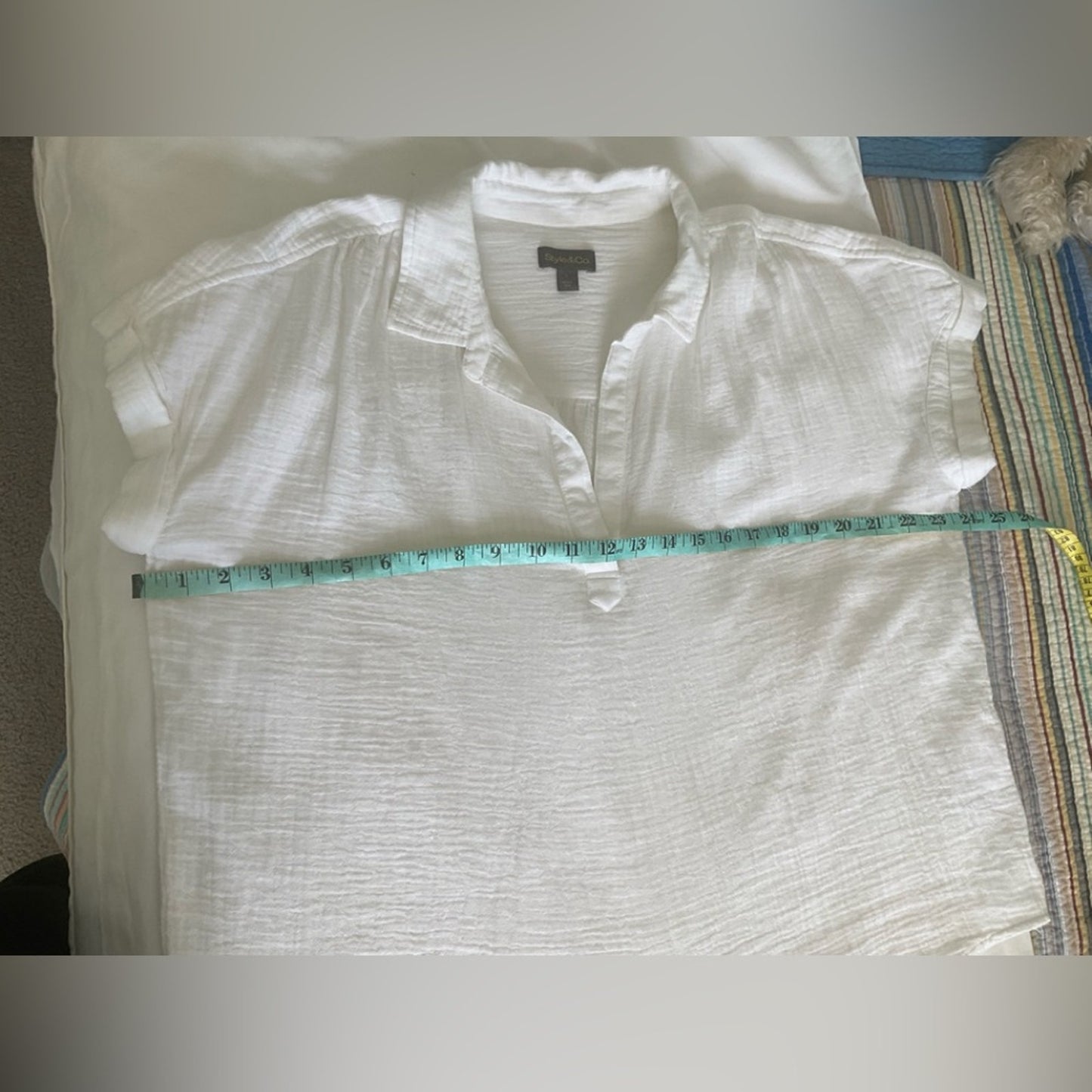 Style & Co. White Textured Blouse