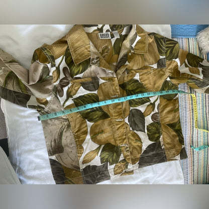 Chico's Brown and Green Floral Jean Jacket