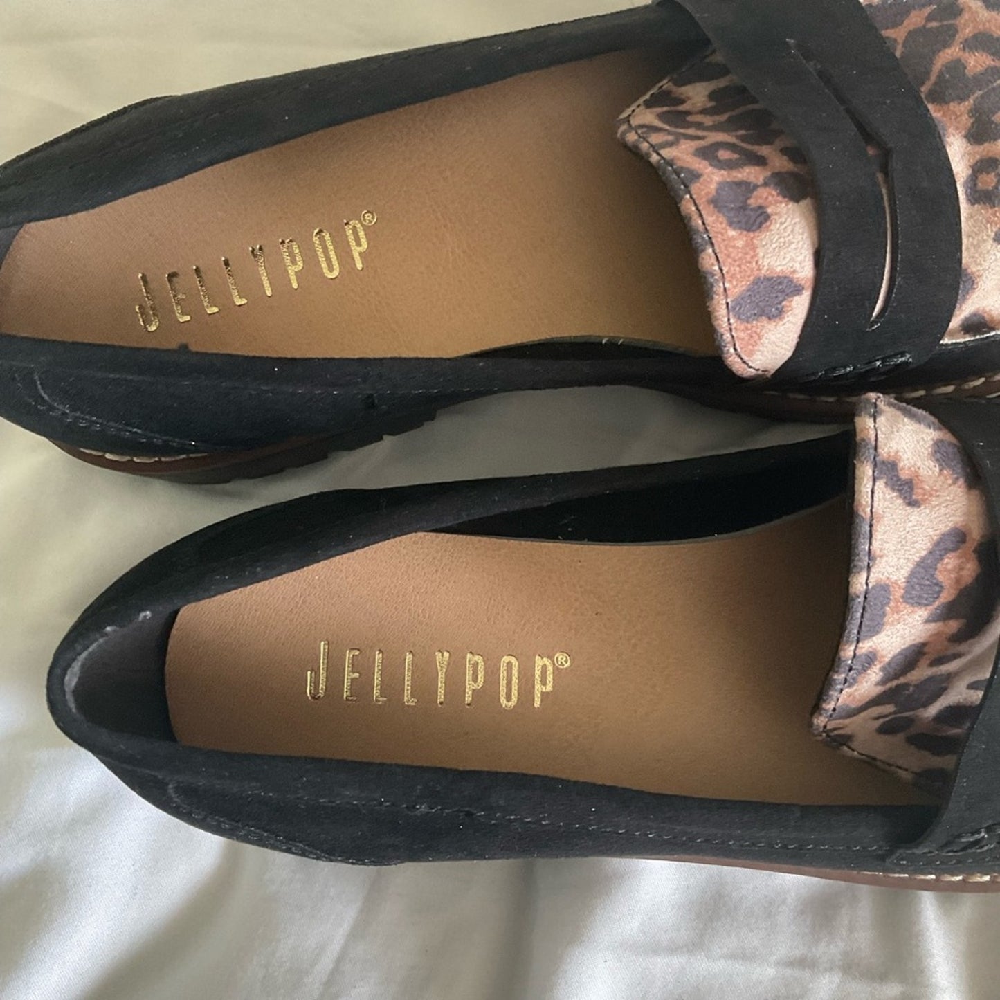 Jellypop shoes - black sueded and leopard print look