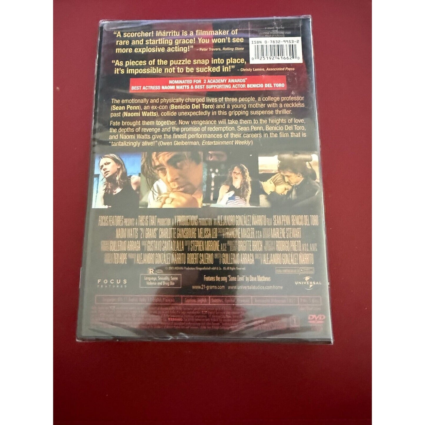 21 Grams Movie (DVD).Sean Penn Benicio Del Toro & Naomi Watts.New