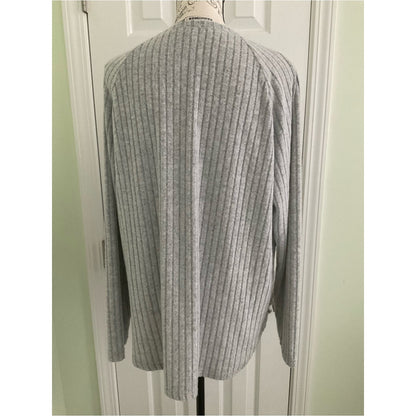 Ribbed Crewneck Sweater — Light Gray