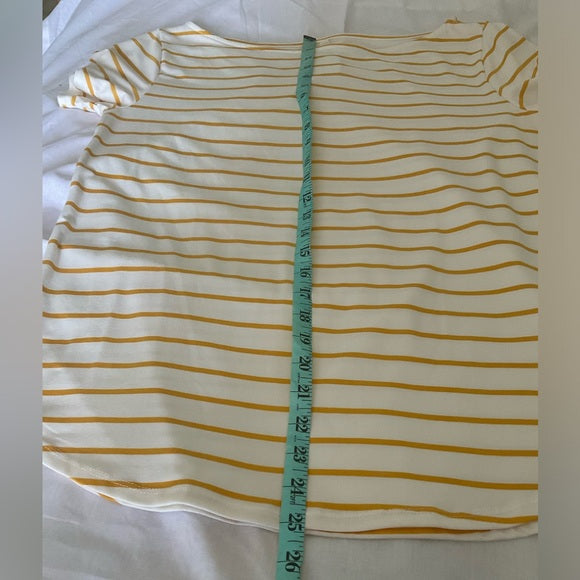 Burgundy Apparel - Stripe Boat Neck Short Sleeve Top Yellow