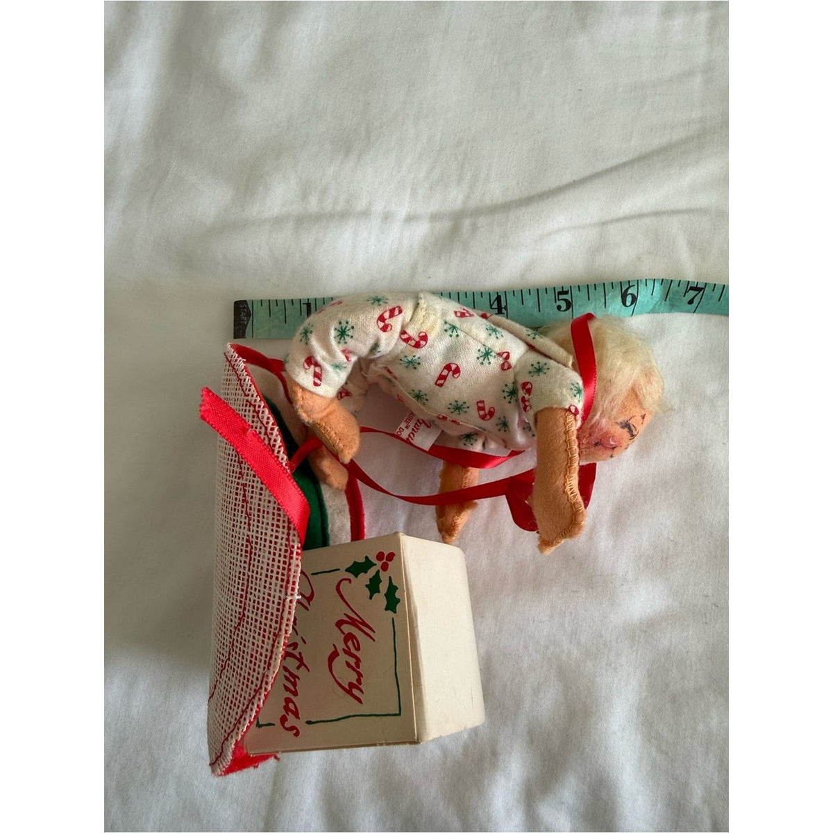 Annalee Christmas Mouse sitting on red wooden sled
