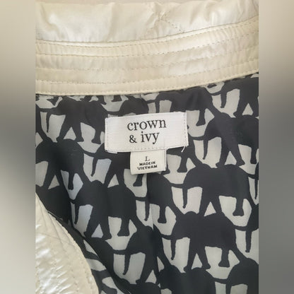 Crown & Ivy White Quilted Puffer Jacket